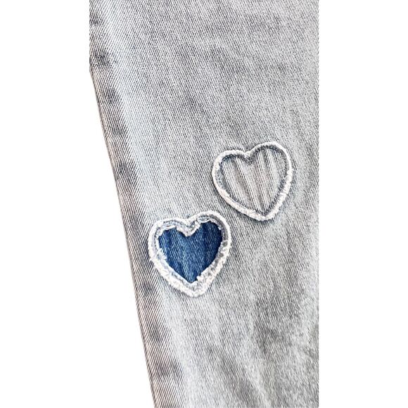 SHEIN ICON Heart embroidered Print Straight Leg Boyfriend jeans size M - Picture 2 of 10